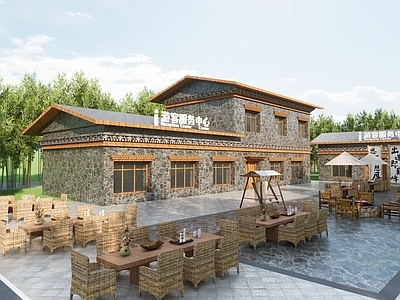 现代游客中心 藏式游客中心 藏式展览馆 藏区民宿建筑 社区村委会 藏式商业建筑