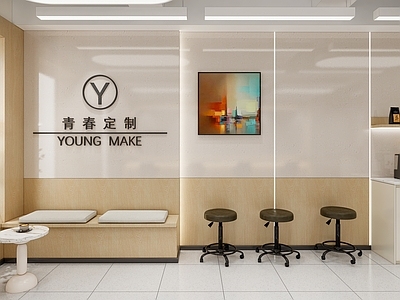 现代轻奢其他店铺 理发店 碳晶板 护墙板