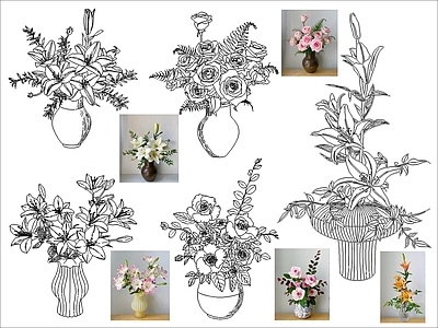 现代摆件 花瓶插花 施工图