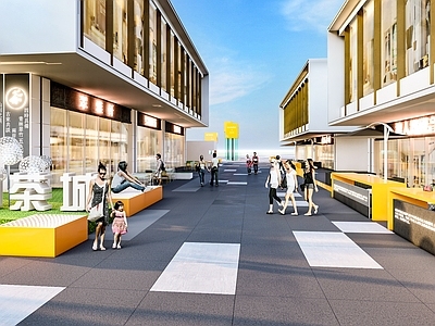 现代商业综合体景观 商业街 商业街入口 商业步行街