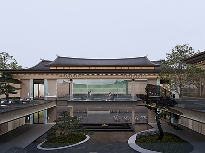 新中式入口大门 成都两河住宅项目 示范区主入口 新中式门楼 宋风宋式 下沉庭院