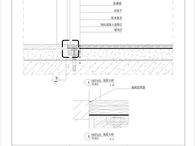 地面木地板与门槛石收口节点图1 施工图