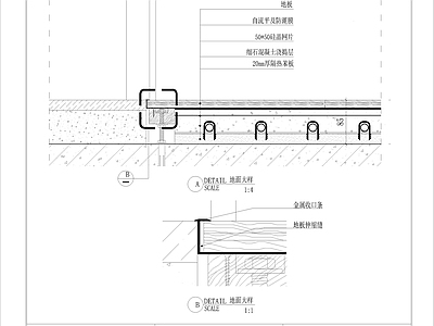门槛石节点 门槛石 木地板 地暖 地面节点 施工图