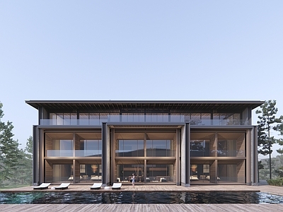 中式酒店建筑 山地酒店建筑 多层酒店建筑