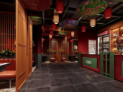 新中式复古中餐厅 中餐厅 东北餐厅 国潮餐厅 餐厅包间