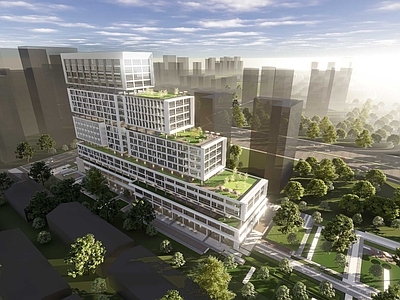 现代其他公共建筑 产业园 现代 退台 盒子 高层