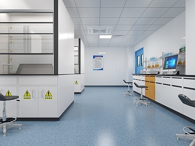 现代实验室 实验室 通风柜 边台 试剂架 铝扣板吊顶
