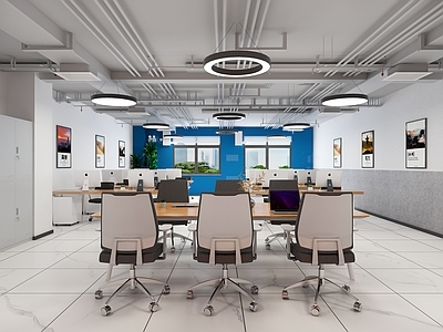 现代实验室 实验室 办公室 显示屏 办公桌椅 机房办公室