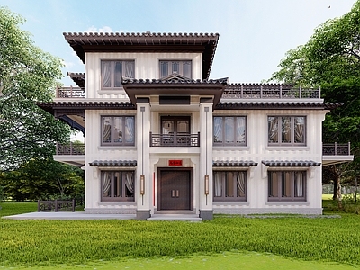 中式新中式古建筑 中式四合院别墅 仿古建筑 集装箱民宿 中式三合院建筑 斜顶自建房