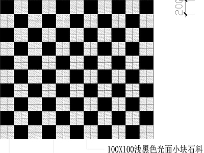 现代综合景观图库 地面拼花 矩形拼花 黑白格地面拼花 施工图