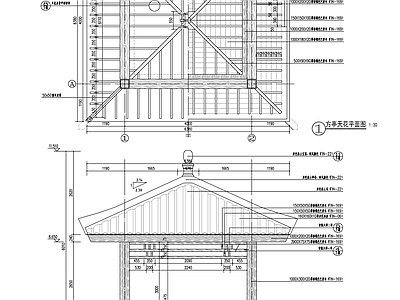 现代亭子 方亭详图 四角亭 施工图