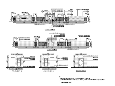 现代门卫室建筑 小区入口大门详图 施工图