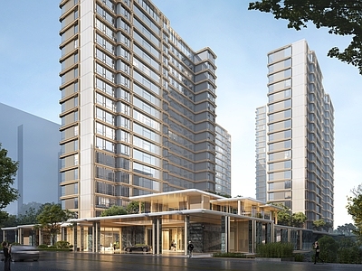 现代简约小区建筑 现代新中式入口大 现代小区入口大门 展示区入口大堂 酒店式落客区 现代轻奢售楼处