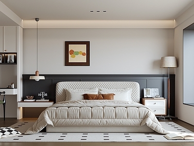 现代法式家居卧室 主卧 次卧 卧室飘窗