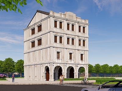 欧式复古商场建筑 古典欧式建筑 拱形门建筑 复古风格建筑