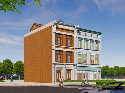 欧式复古多层住宅 欧式联排建筑 复古多层住宅 街区别墅