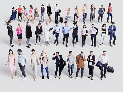 多人 多人休闲人物站人