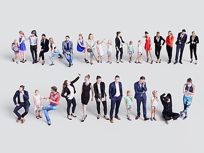 多人 休闲站人坐人儿童