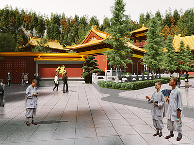 中式新中式寺庙建筑 寺庙建筑