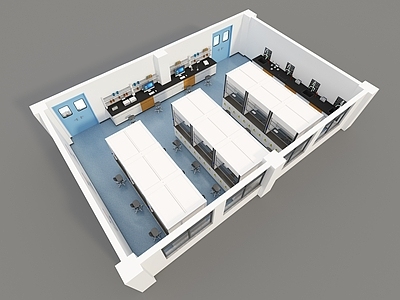 现代实验室 实验室 鸟瞰图 通风柜 实验室家具
