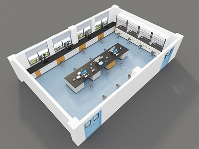 现代实验室 实验室 鸟瞰图 通风柜 实验室家具 仪器设备