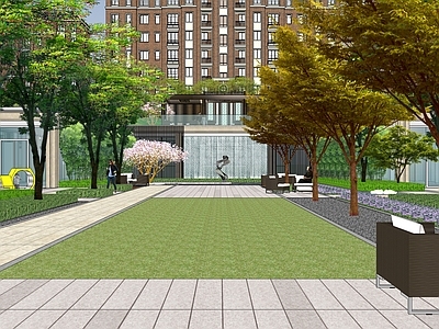 现代小区景观 下沉广场 下沉庭院 小区核心景观 小区景观