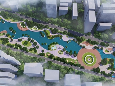 现代滨水景观 滨水景观 河道景观 毕设景观 滨水广场
