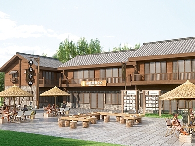 中式新中式商业街 民宿建筑 古镇老街 集市 商贸交易街区 小吃摊