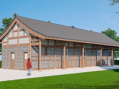 中式中古小公建 仿古游客服务中心