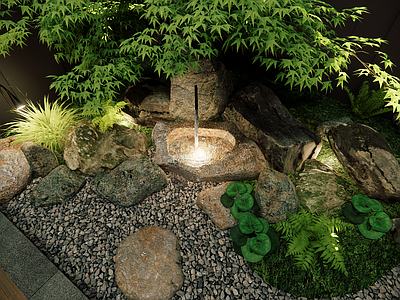 新中式禅意其他景观小品 侘寂风水景 流水景观 禅意庭院 室内天井景观 下沉庭院