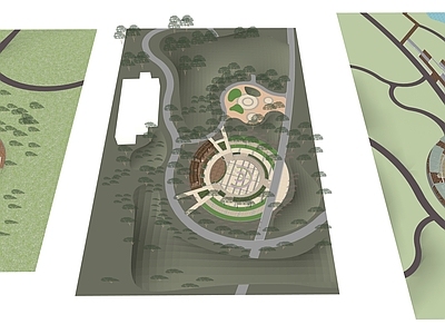 现代轻奢景观公园 景观公园 口袋公园 圆形景观广场 滨水公园 城市公园