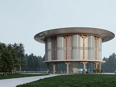 现代美术馆 文化馆 圆形建筑 表皮建筑