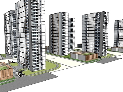 现代小区建筑 现代小区 住宅小区 高层建筑 住房建筑