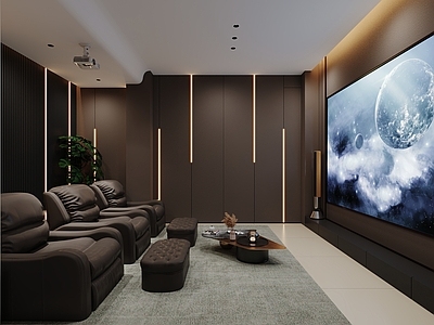 现代意式影音室 意式居家影音室 地下室