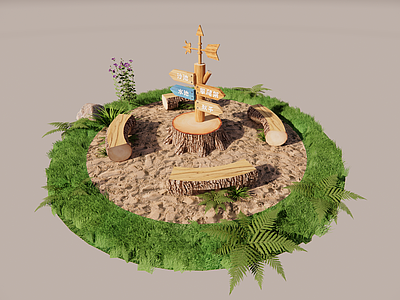 现代原木教育校园景观 校园文化导视 校园导视景观 玩沙区导视
