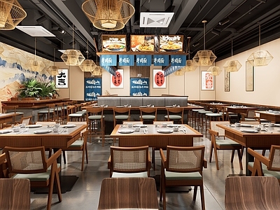 新中式现代中餐厅 轻奢拉面店 兰州拉面 新中式拉面