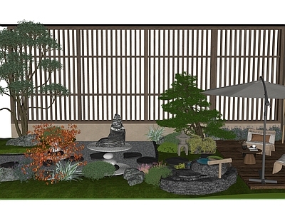 现代庭院小品 庭院景观 自建房别墅景观 枯山水小品景观