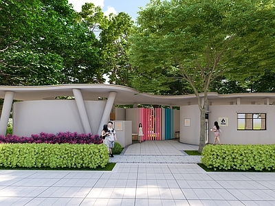 现代新中式其他景观小建筑 公园厕所