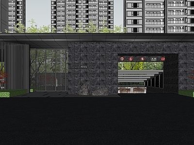 现代小区景观 居住区景观 廊架
