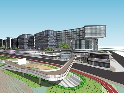 现代商业街 成都两河住宅商业 商业街建筑 商业综合体建筑 花园式办公 超级连廊