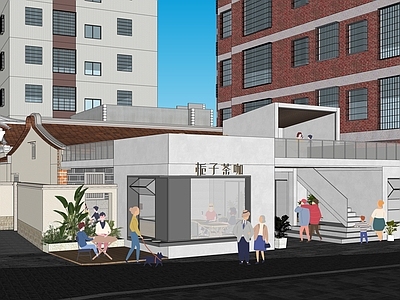 现代餐饮建筑 厦门新垵村 城市更新旧改项目 建筑改造 咖啡厅奶茶店 户外休闲
