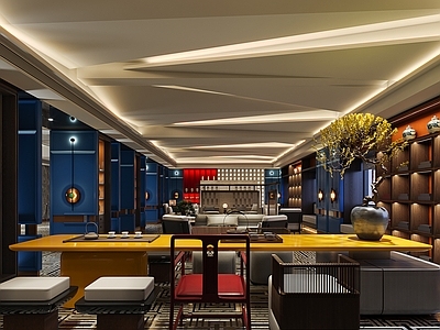 现代新中式足浴店 会所休息区