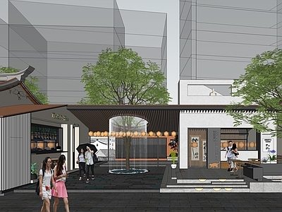 现代商业综合体景观 厦门新垵村 城市更新改造 河南沿街 小广场景观 入口前场景观