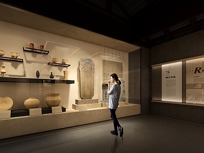 新中式博物馆展厅 博物馆文物 展品
