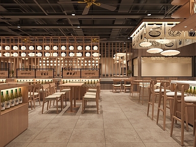 日式复古日料店 日式 乌冬面 原木 酒馆 复古