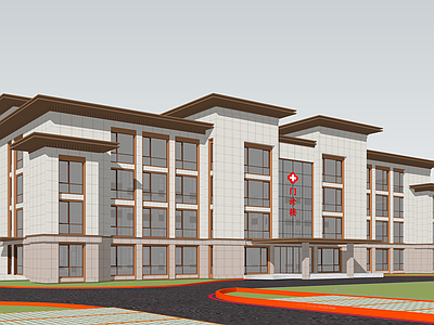 新中式中式医院建筑 门诊部