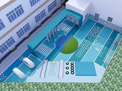 现代教育校园景观 学生活动区 体能训练基地