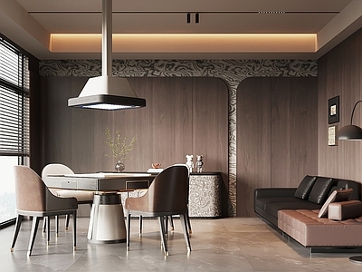 现代意式棋牌室 现代意式棋牌室 多人沙发 娱乐桌