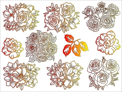 现代花 玫瑰花 施工图
