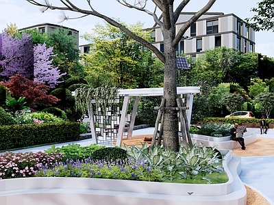 现代景观公园 社区公园 口袋公园 街头绿地 三角廊架 景观小品